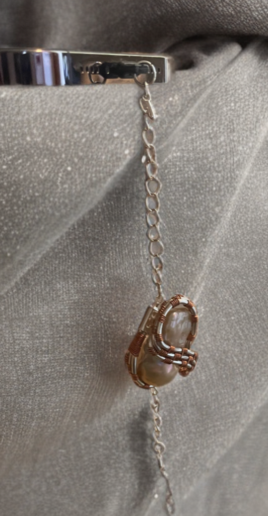 Baroque Pearl Lightning Port Charm – Handcrafted Gold & Silver Wire Wrap