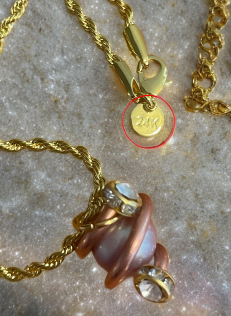 Edison Pearl Necklace – 24K Gold Chain & Hand-Wrapped Copper Setting