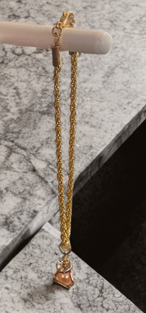 Edison Pearl & Ruby Accent Bracelet – 18K Gold Rope Chain (7”)