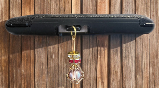 Luminous Pearl USB-C Charm encased in handmade gold toned bar links
