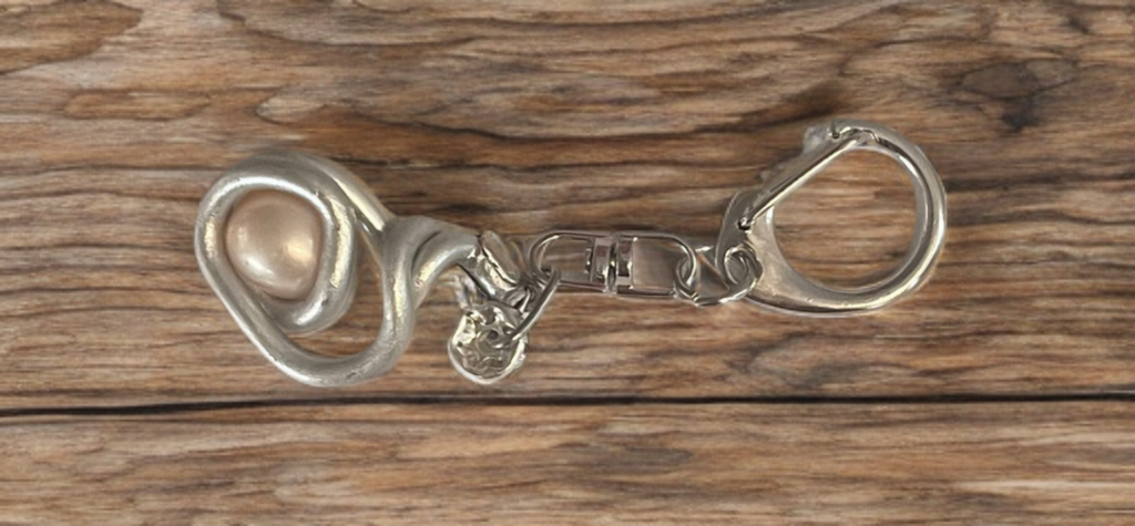 Handcrafted Edison Pearl Keychain with Crystal Accents