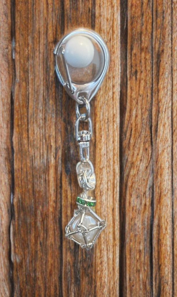 Petite Edison Button Pearl Silver-Toned Charm