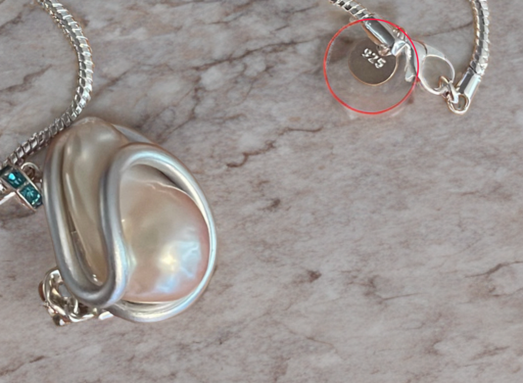 Elegant Baroque Pearl Pendant Necklace – Handcrafted 925 Sterling Silver with Crystal Accents