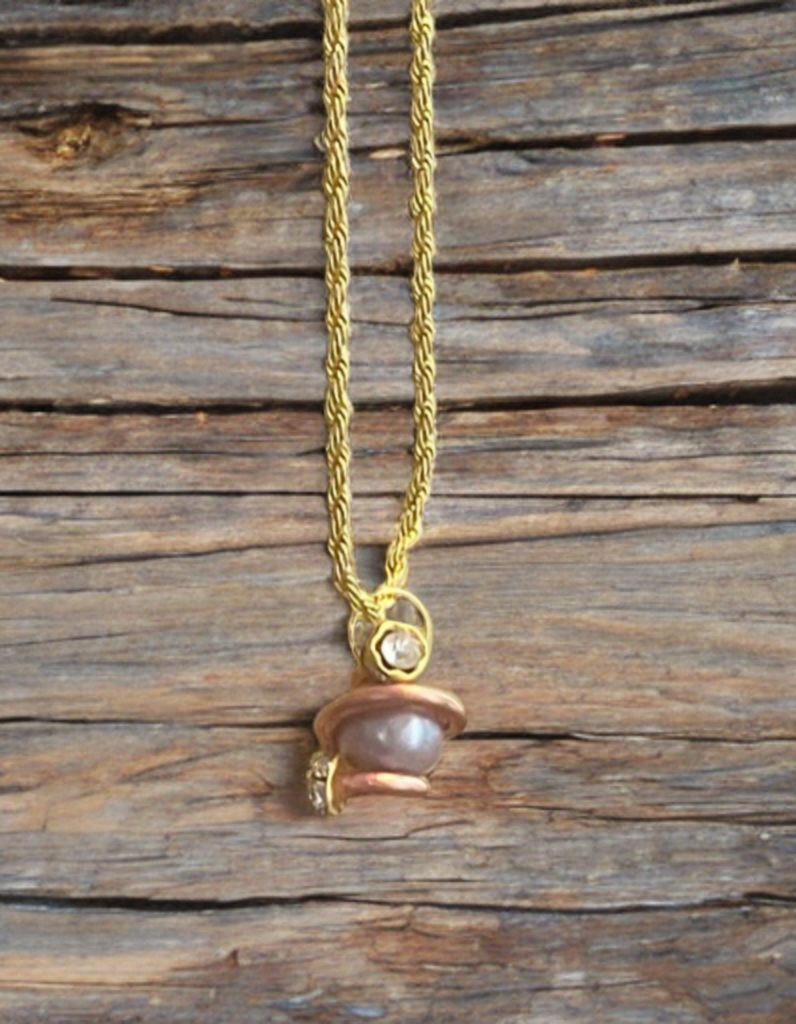Edison Pearl Necklace – 24K Gold Chain & Hand-Wrapped Copper Setting