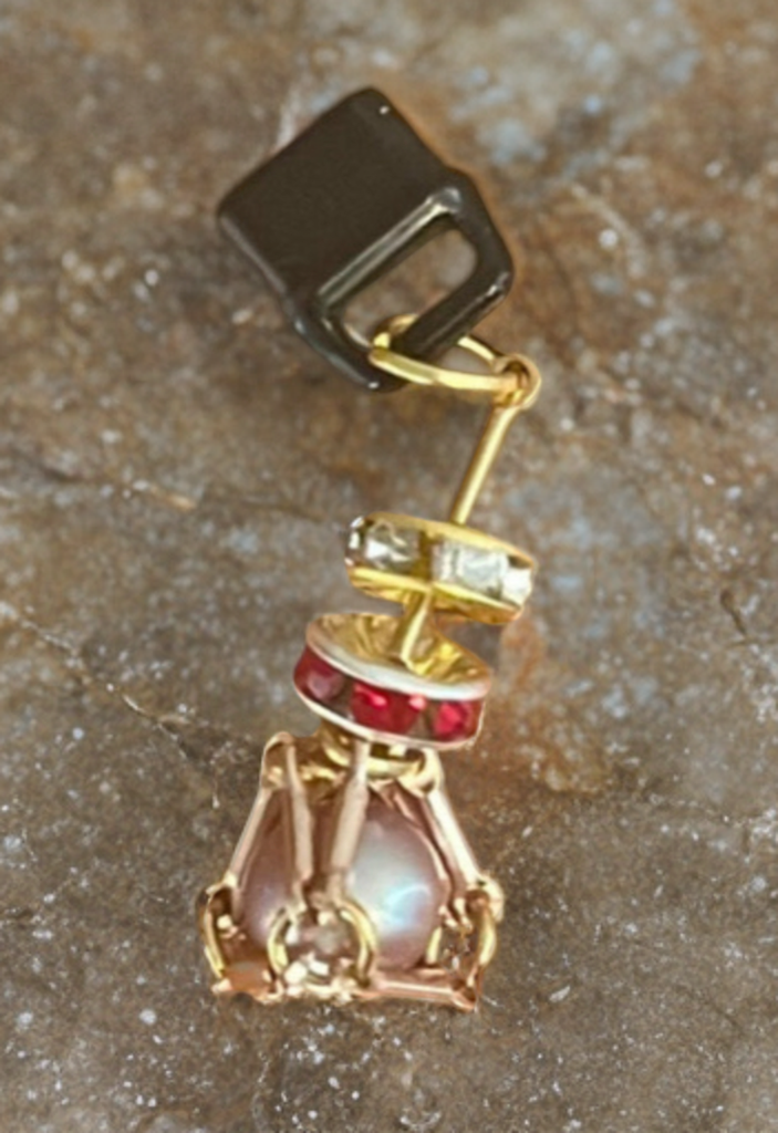 Luminous Pearl USB-C Charm encased in handmade gold toned bar links