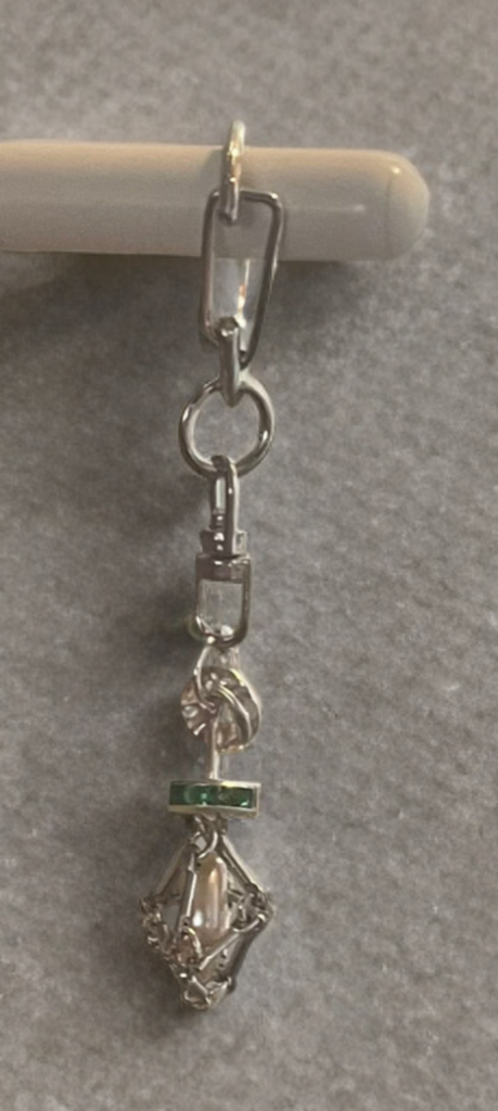 Petite Edison Button Pearl Silver-Toned Charm