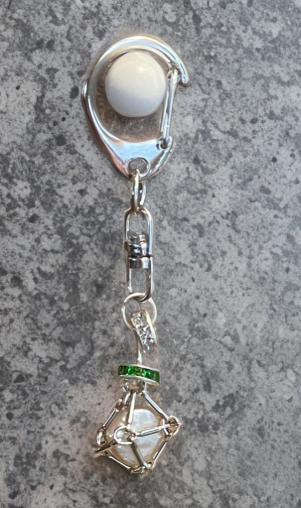 Petite Edison Button Pearl Silver-Toned Charm