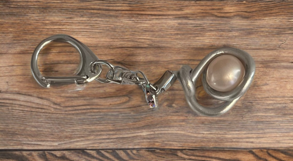 Handcrafted Edison Pearl Keychain with Crystal Accents
