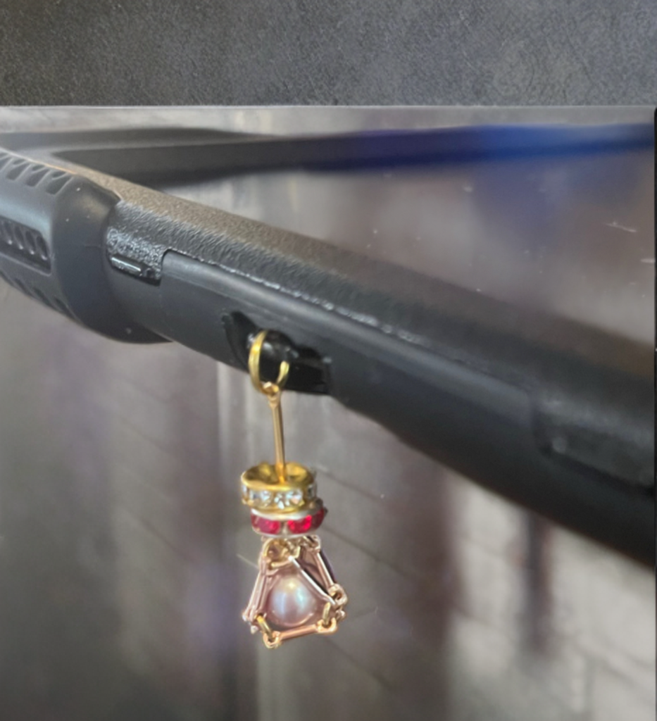 Luminous Pearl USB-C Charm encased in handmade gold toned bar links