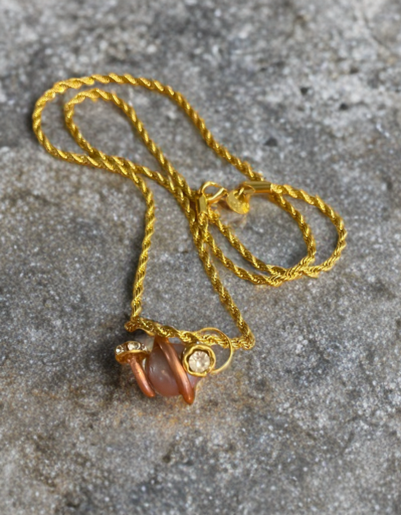 Edison Pearl Necklace – 24K Gold Chain & Hand-Wrapped Copper Setting