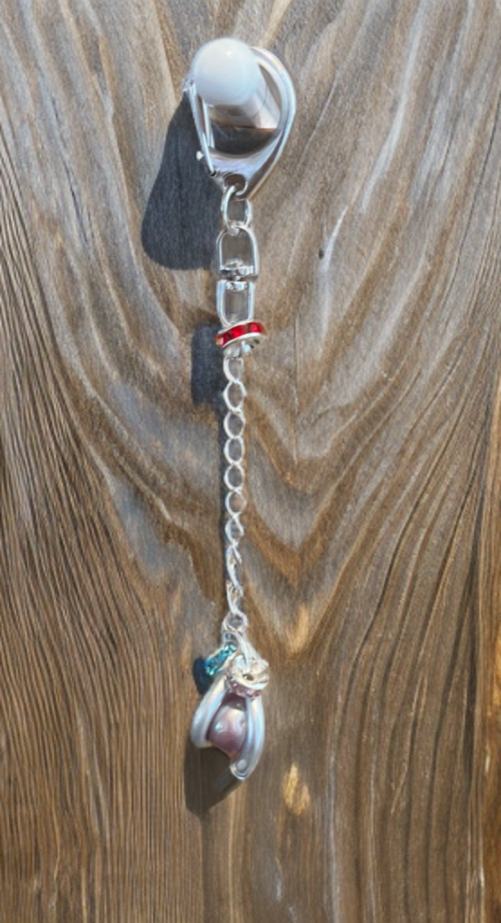 Edison Pearl Keychain Clip – Multi-Crystal Accent Charm